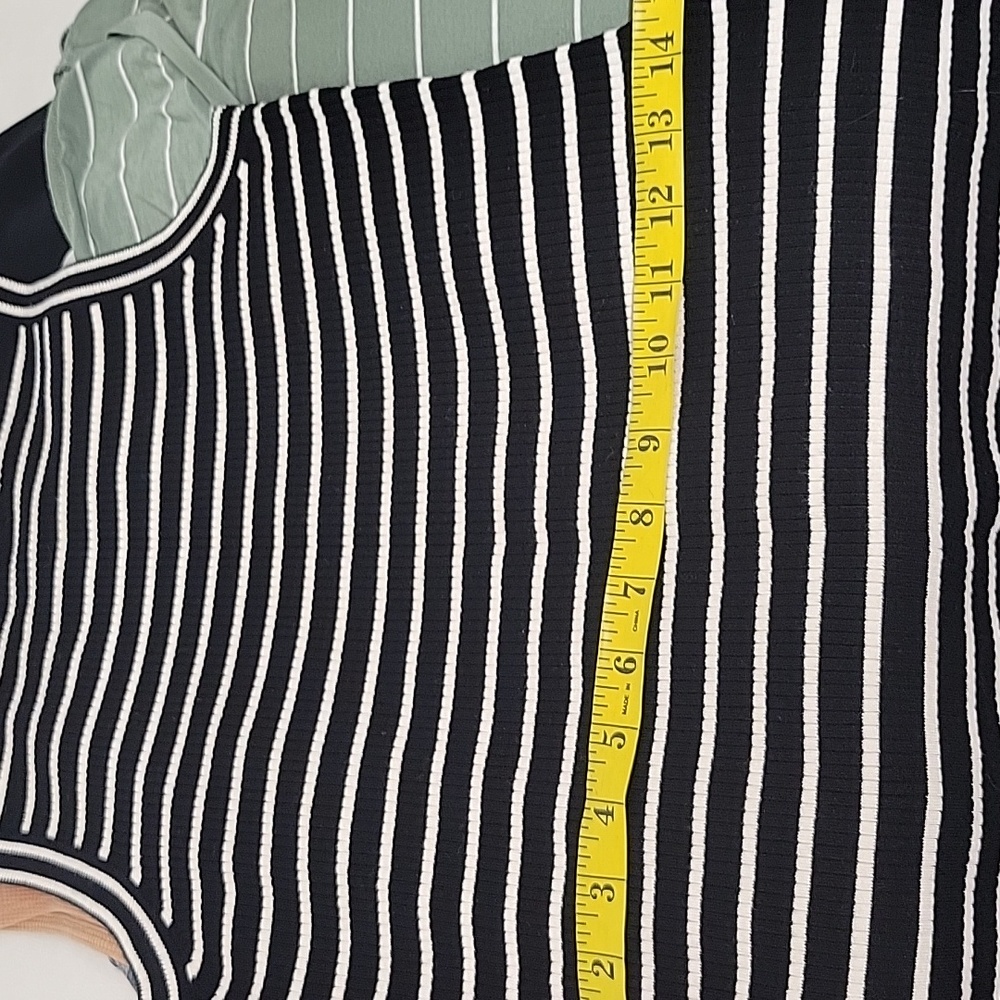 Michael Kors Stretch-Viscose Striped Ribbed Turtle Neck Black, White - Picture 9 of 10